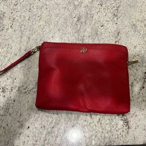 Tory Burch 'Robinson' Zip Top Pouch Carnation Red